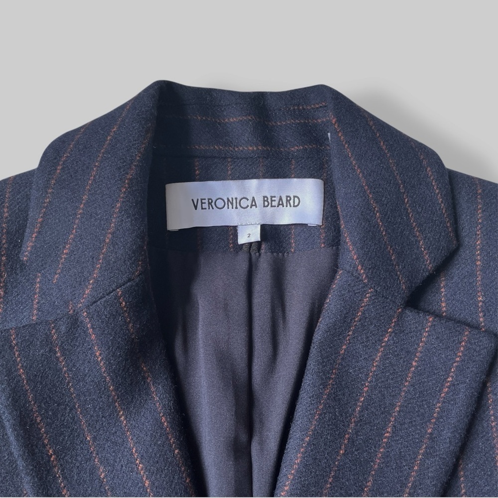 Veronica Beard Tyra Dickey Navy Pinstripe Blazer Jacket Preppy Academia Size 2 - Picture 8 of 15